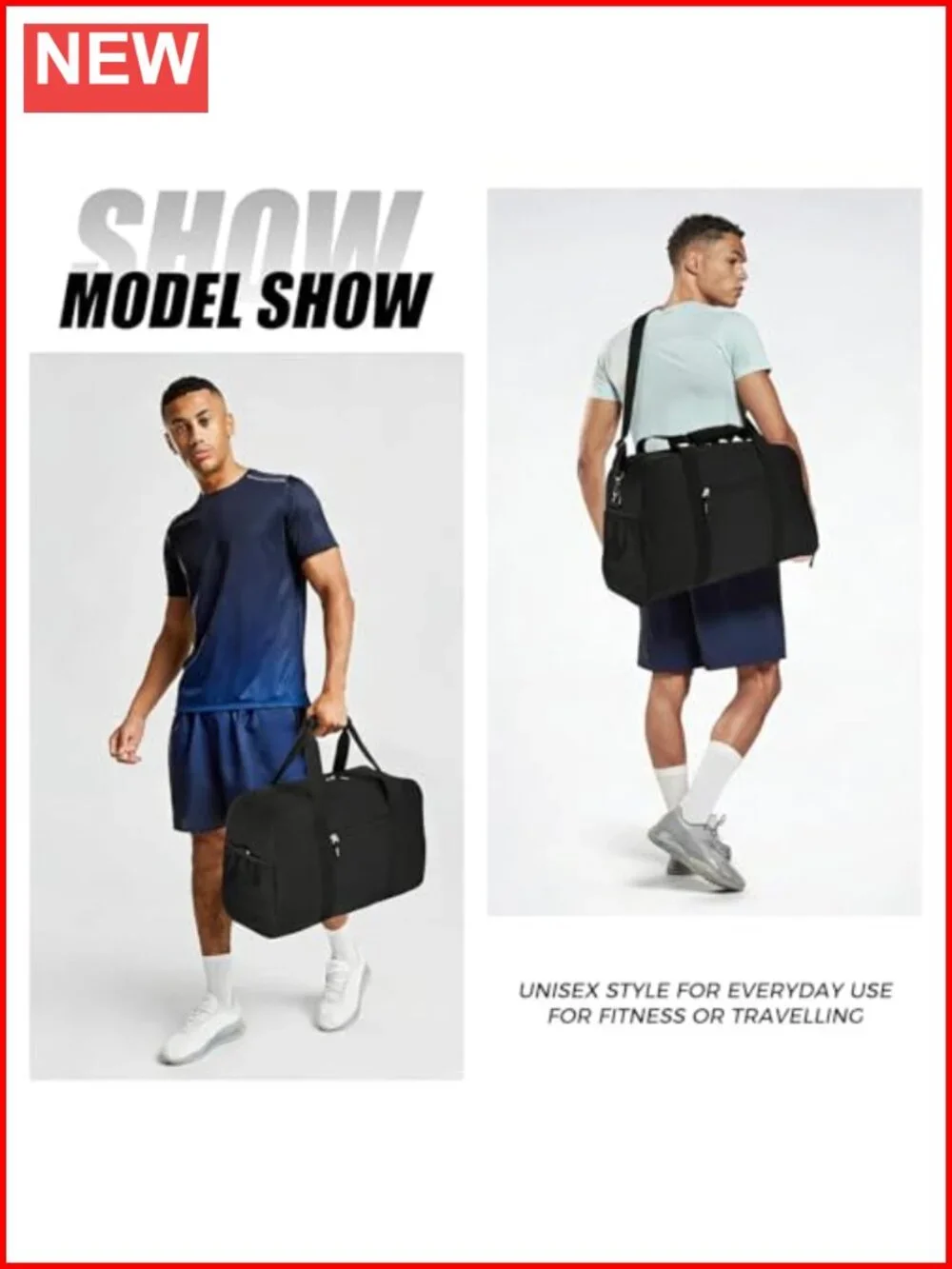 45L Large Duffle Bag with Shoe Compartment, Travel Gym Bag for Workout